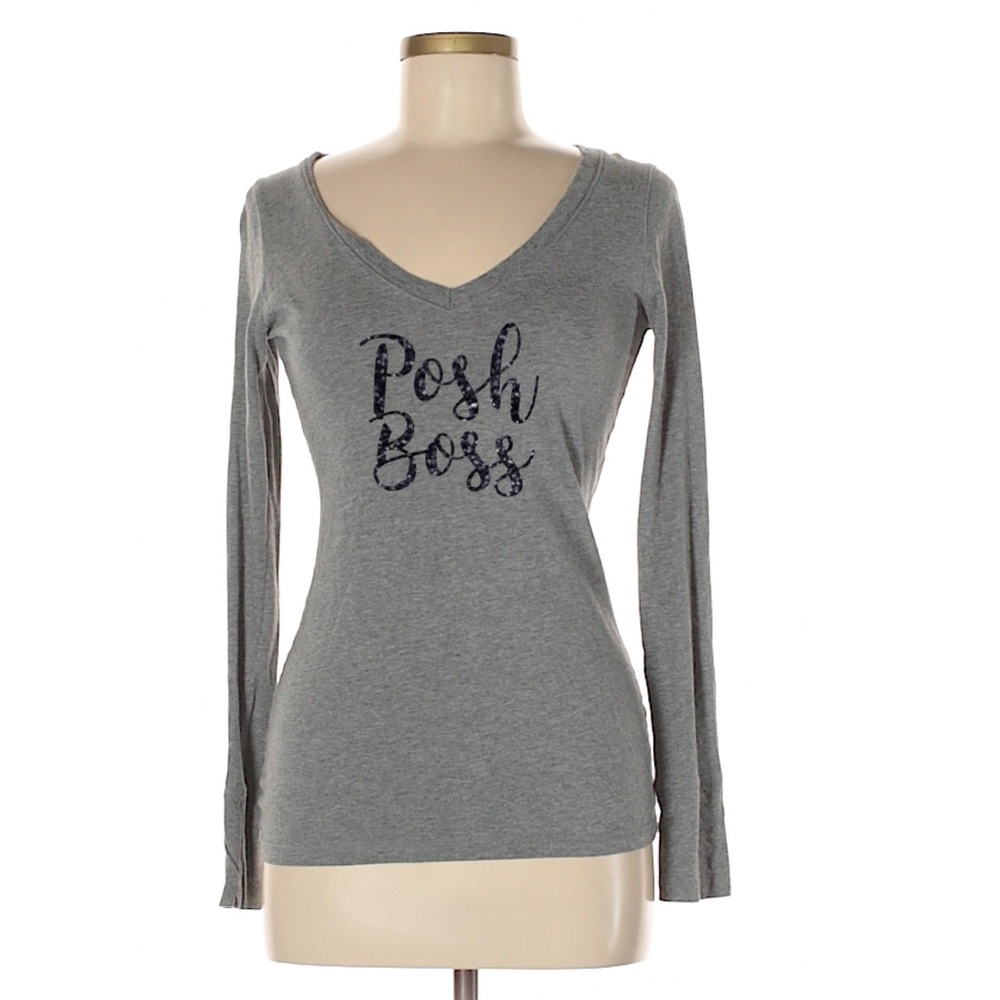 NWT Posh Boss grey Longsleeve custom boutique